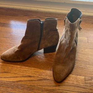 Clarks Cognac suede booties